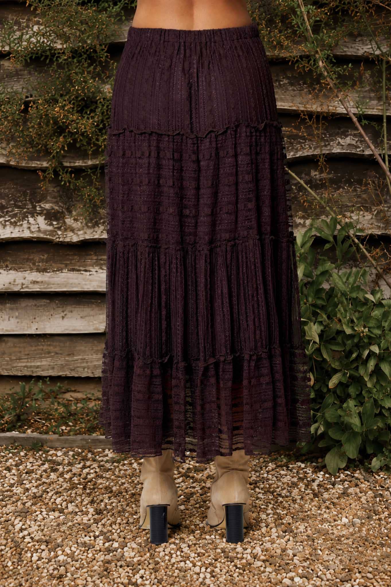 Ruffle Tiered Midi Skirt