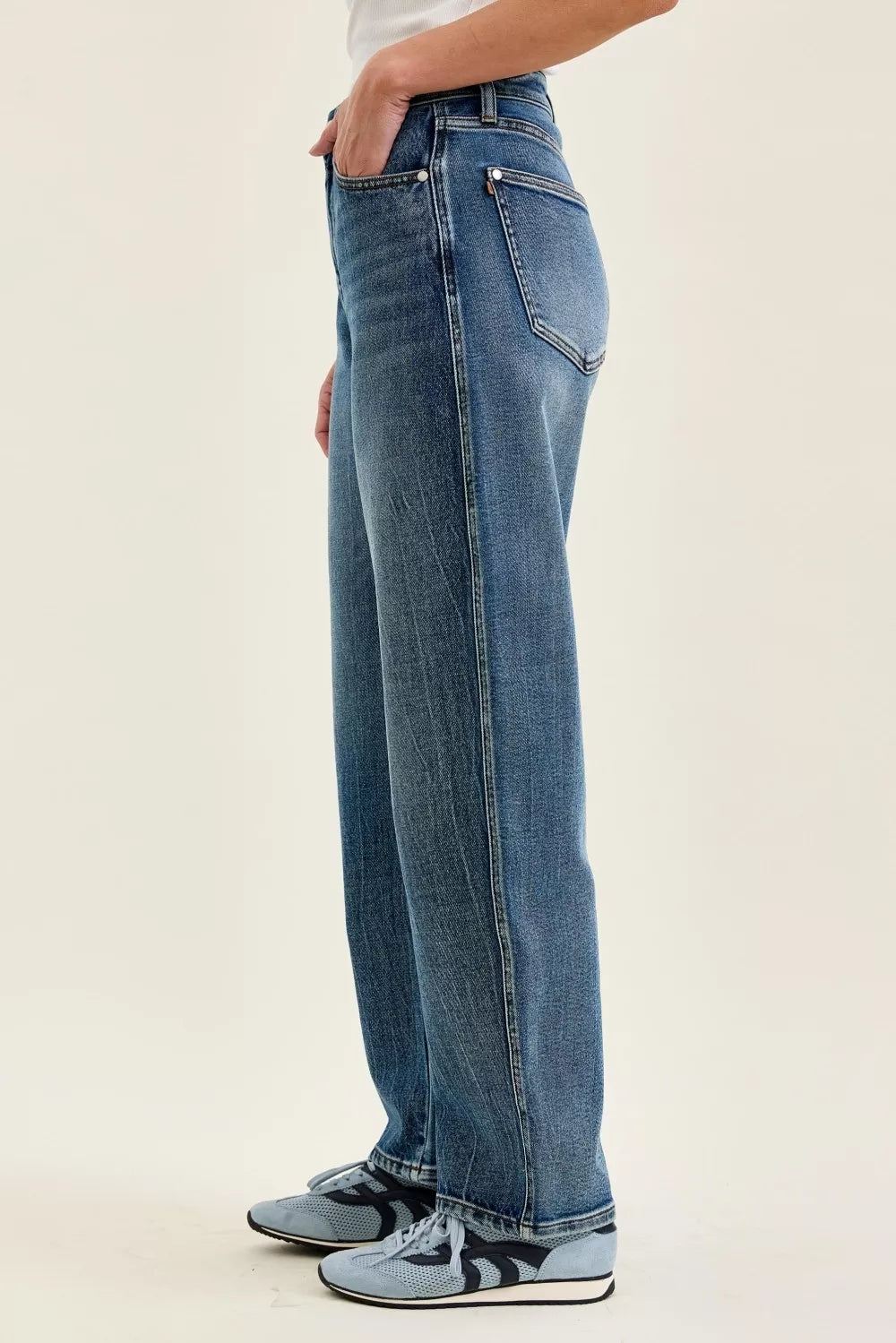 Judy Blue High Waist Rigid Magic Marlow Arc Time Weathered Indigo Denim Jeans