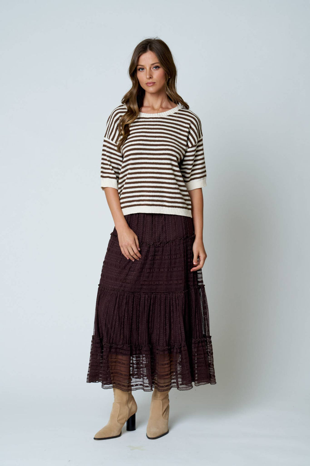 Ruffle Tiered Midi Skirt