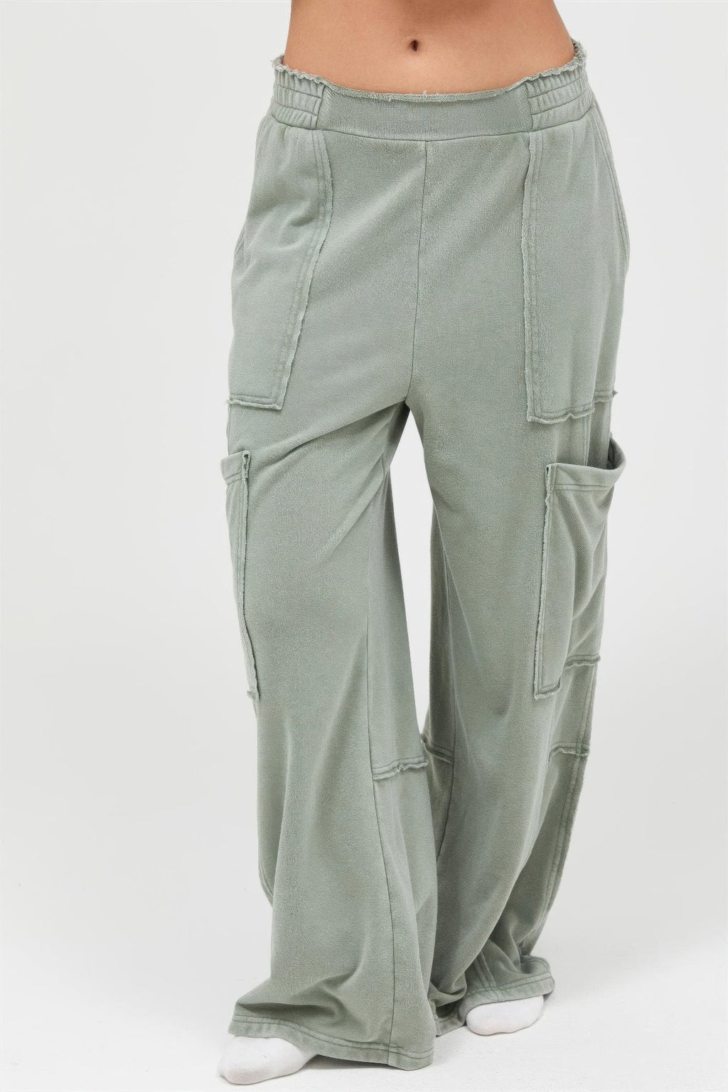 Mineral Wash Wide Leg Cargo Pants