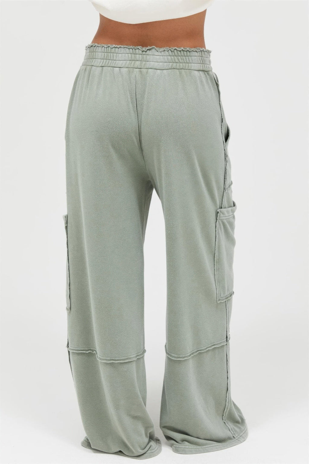 Mineral Wash Wide Leg Cargo Pants