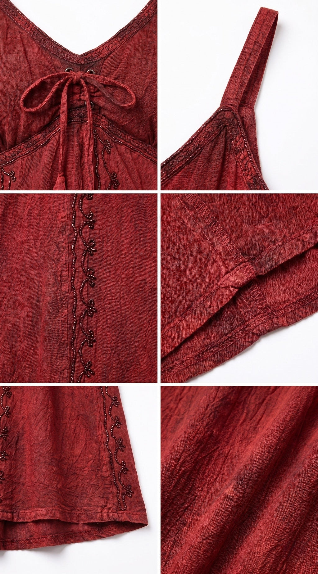 Sakkas Allie Stonewashed Embroidered Adjustable Spaghetti Straps Long Dress