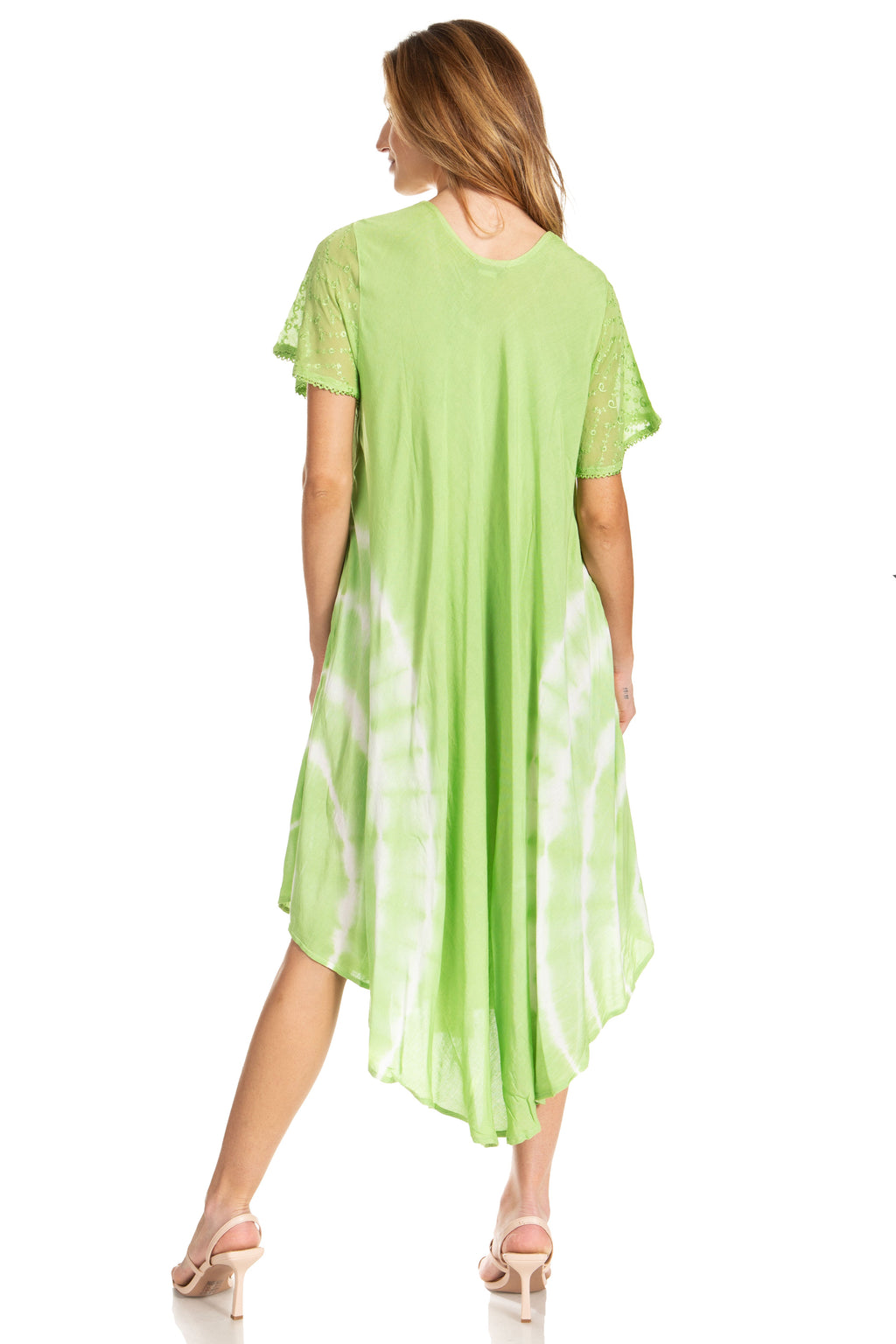 Sakkas Embroidered Painted Floral Cap Sleeve Rayon Dress
