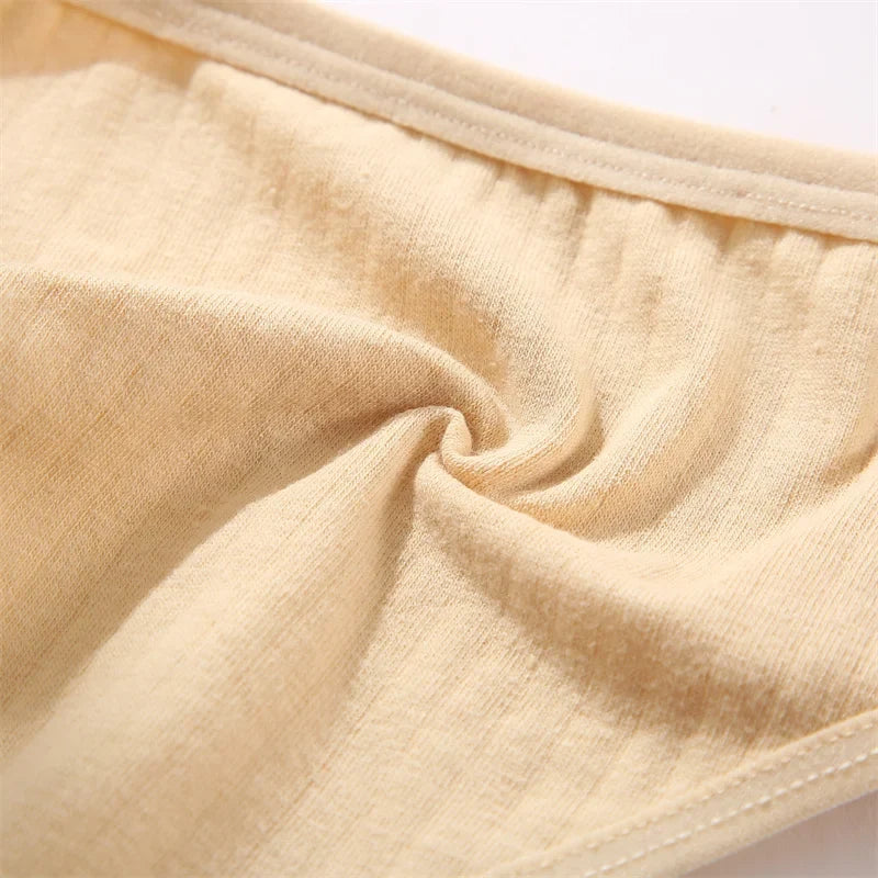 6Pcs/Set Women Cotton G-String Ribbed Panties Female Low Rise Thongs Ladies Sexy Bikini 7 Solid Color Girl Soft S-XL Intimates