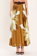 Toffee Tropics Woven Midi Skirt
