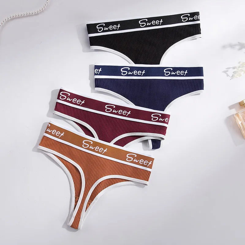 Cotton Panties Sexy Women Briefs Letter Sweet Underwear Thong Hollow Out Intimates Ladies Female Panty Lingerie