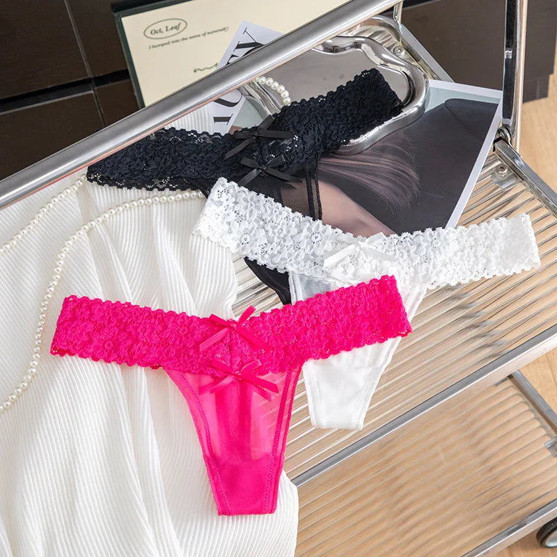 Sexy Girls Briefs Thong Women Panties Lace G String Transparent Underwear Low Waist Seamless Female Lingerie