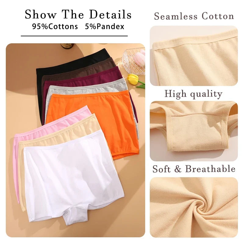 3PCS/SET Women Panties Cotton Seamless Sports Boxers Underwear Female Solid Color Briefs Cozy Lingerie Intimate Underpants XS-XL