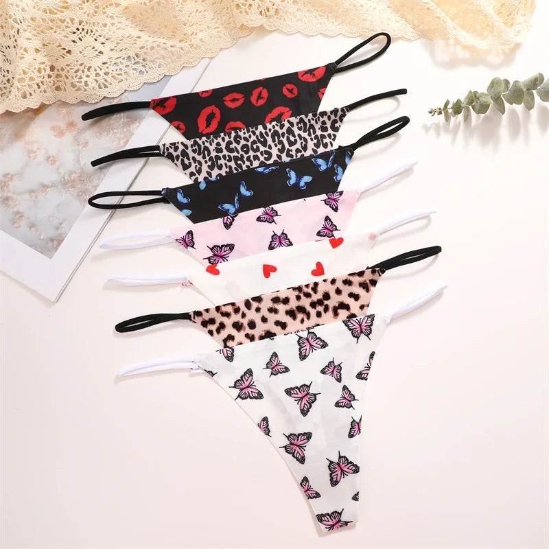 10Pcs Seamless Thong Women Thin Strap Low Waist High Flexibility Panties Sexy Underwear Ladies Briefs T-back Comfortable Women