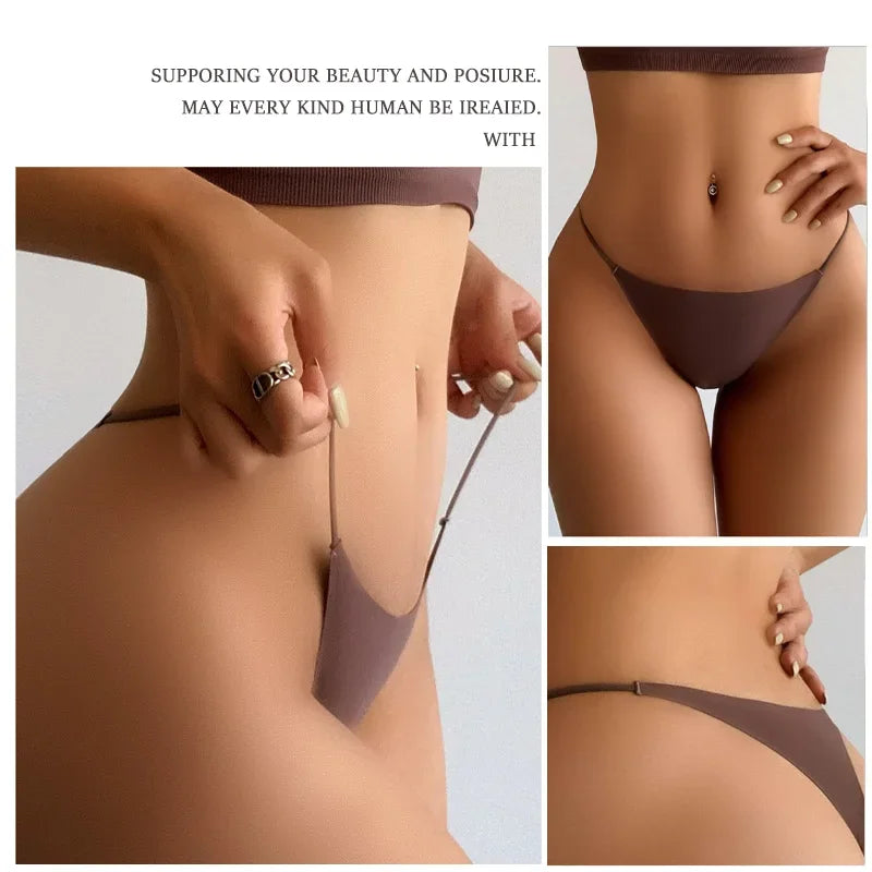 10Pcs Seamless Thong Women Thin Strap Low Waist High Flexibility Panties Sexy Underwear Ladies Briefs T-back Comfortable Women