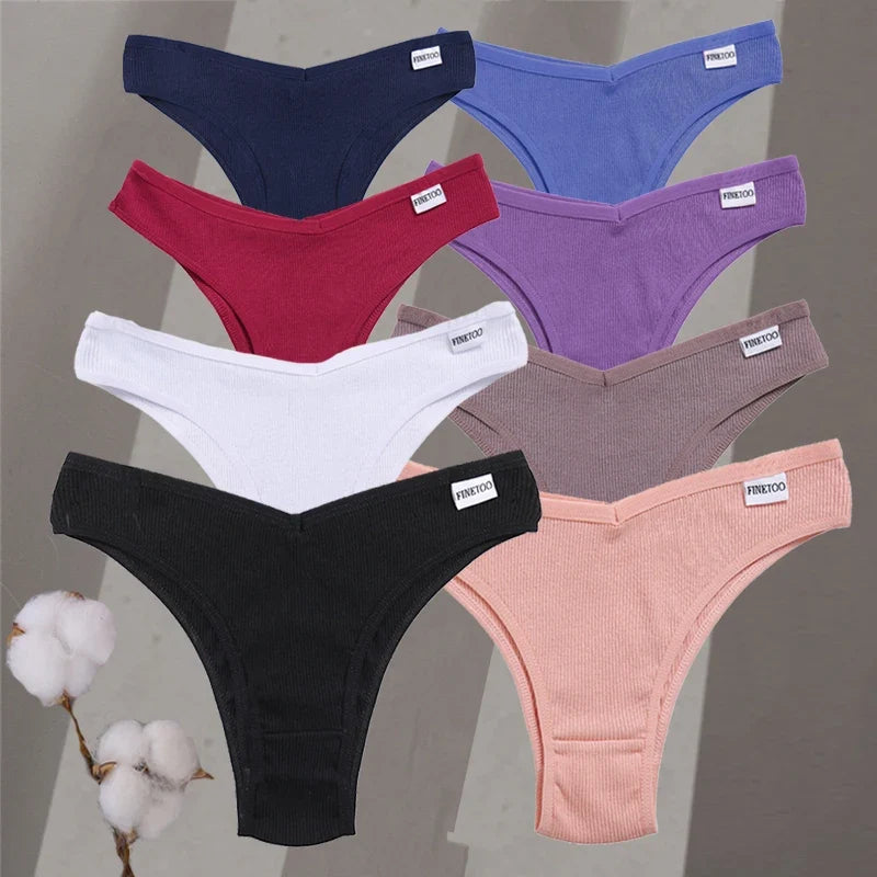 4Pcs/Set Women Cotton Brazilian Panties M-XL Low-Rise Solid Color Underwear Ladies Comfortable Underpants Girls Panty Intimates
