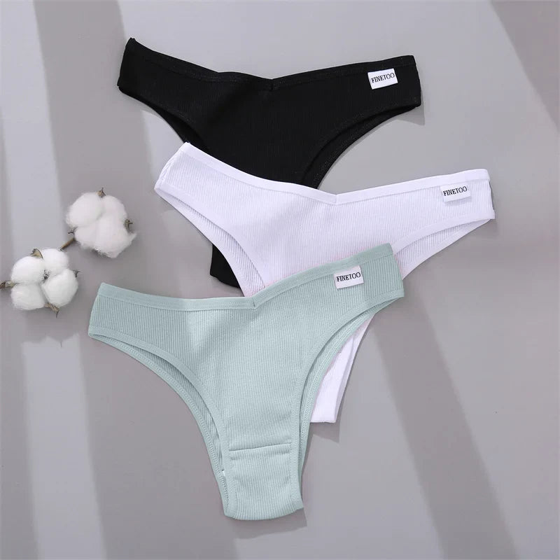 4Pcs/Set Women Cotton Brazilian Panties M-XL Low-Rise Solid Color Underwear Ladies Comfortable Underpants Girls Panty Intimates