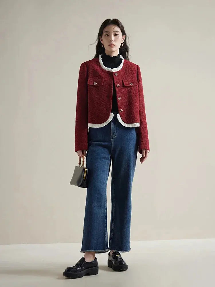 Warm Winter Fleece High-Waist Black Straight Jeans