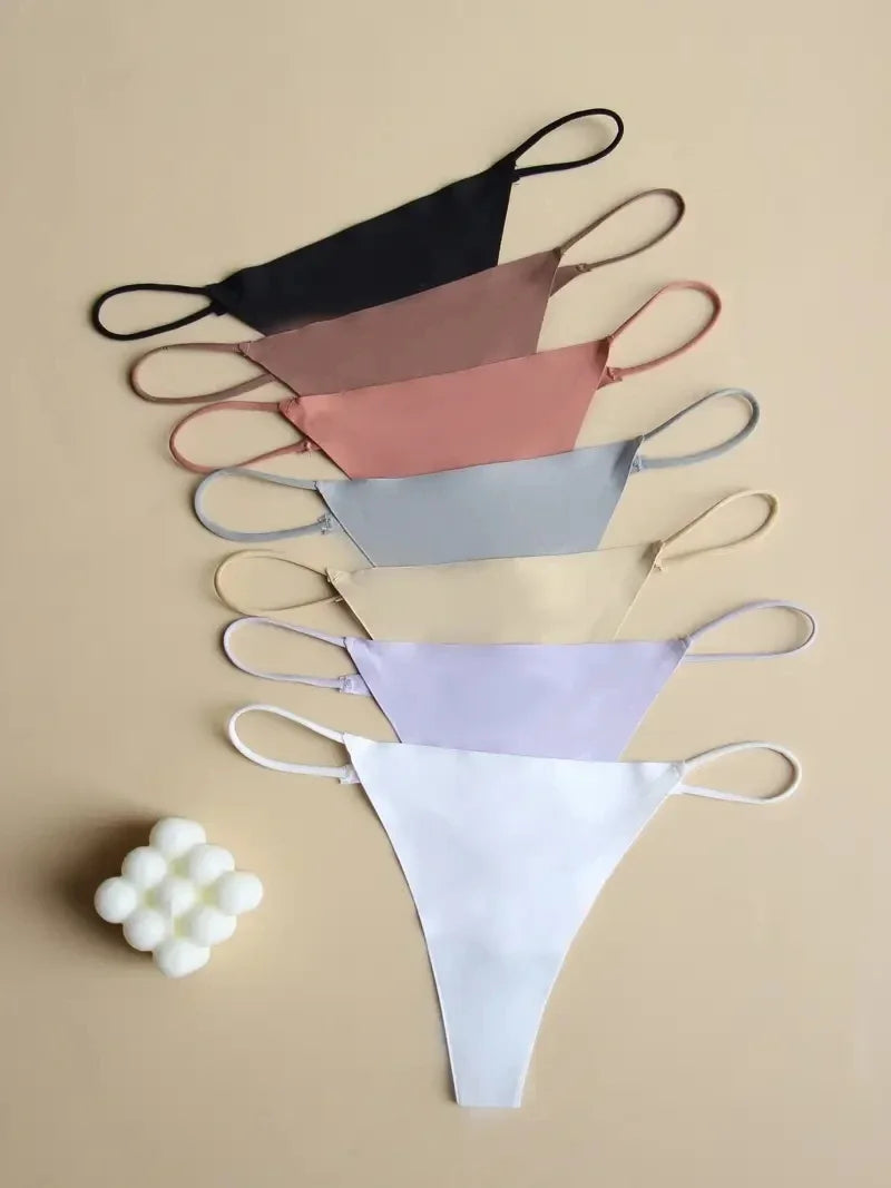 10Pcs Seamless Thong Women Thin Strap Low Waist High Flexibility Panties Sexy Underwear Ladies Briefs T-back Comfortable Women