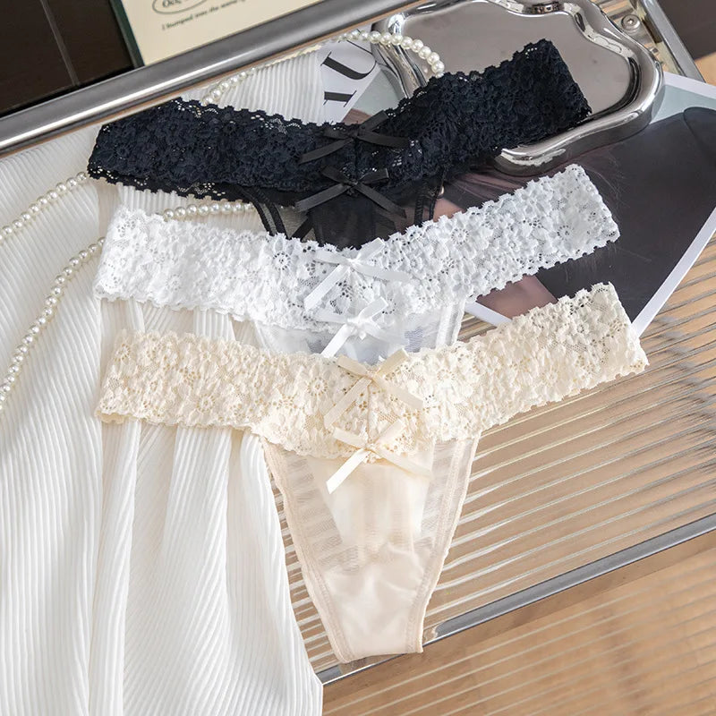 Sexy Girls Briefs Thong Women Panties Lace G String Transparent Underwear Low Waist Seamless Female Lingerie