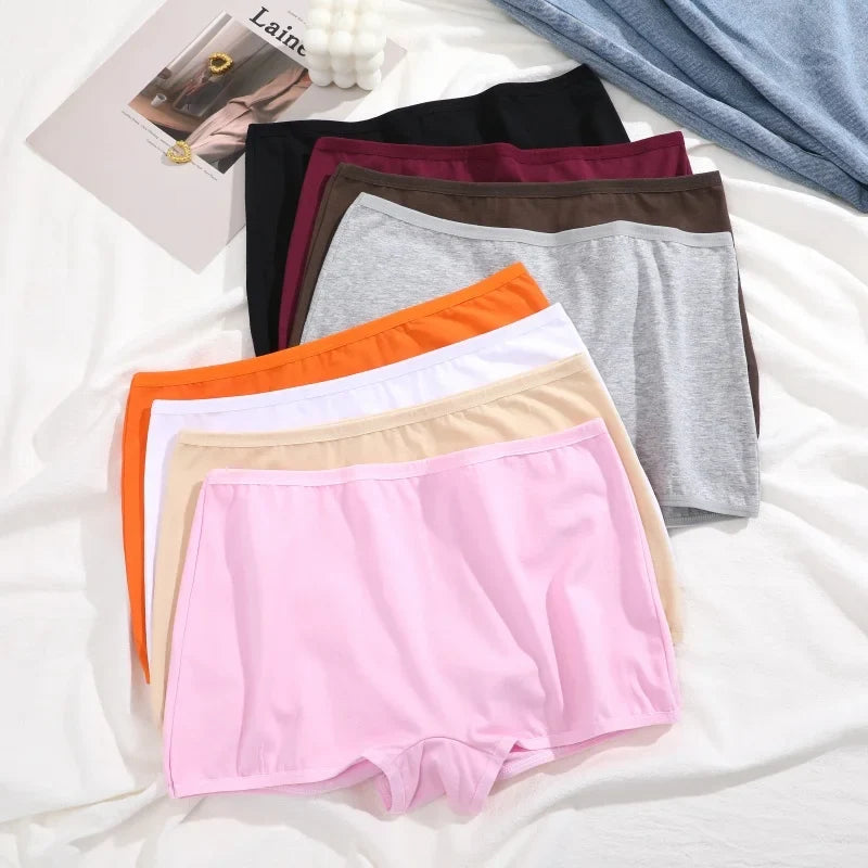 3PCS/SET Women Panties Cotton Seamless Sports Boxers Underwear Female Solid Color Briefs Cozy Lingerie Intimate Underpants XS-XL