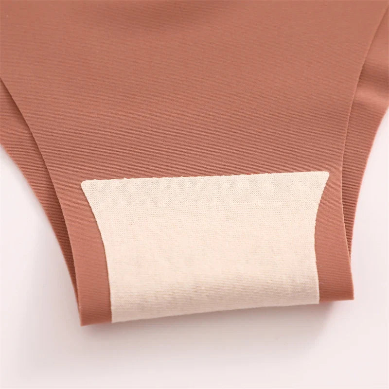 20PCS Women's Seamless Maillard Underwear Sexy V-Shaped Mid Waist Ice Silk Brief 10 Soild Color Cozy Stretch Sexy Underpant S-XL