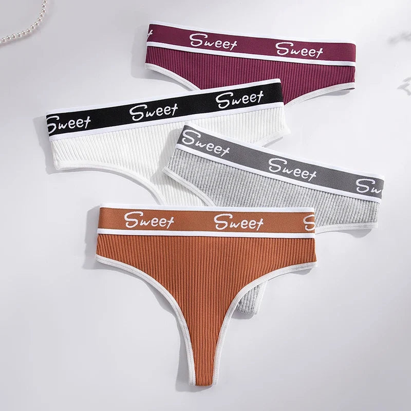 Cotton Panties Sexy Women Briefs Letter Sweet Underwear Thong Hollow Out Intimates Ladies Female Panty Lingerie