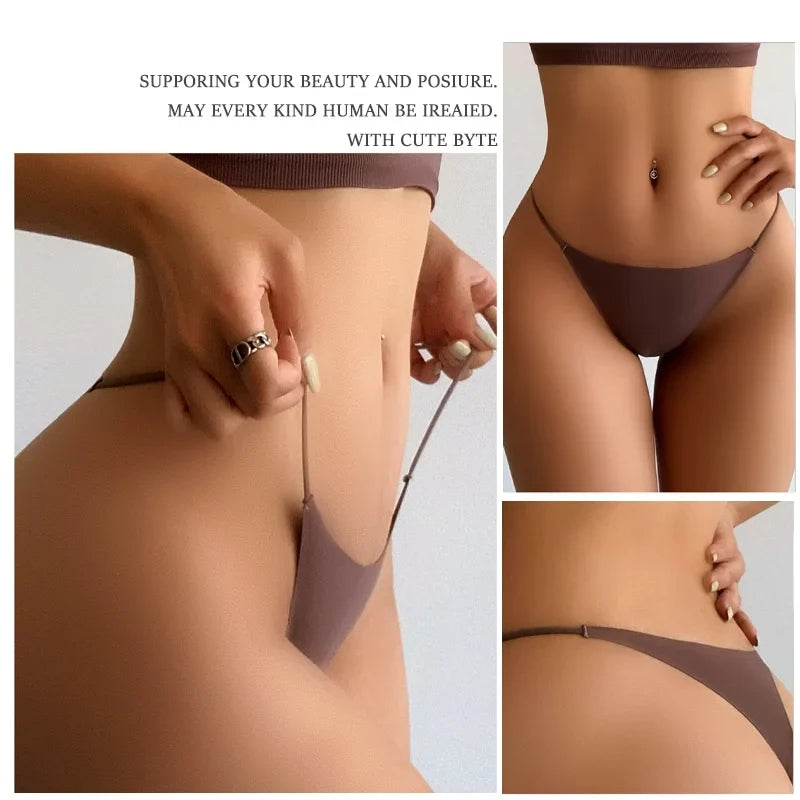 10Pcs Seamless Thong Women Thin Strap Low Waist High Flexibility Panties Sexy Underwear Ladies Briefs T-back Comfortable Women