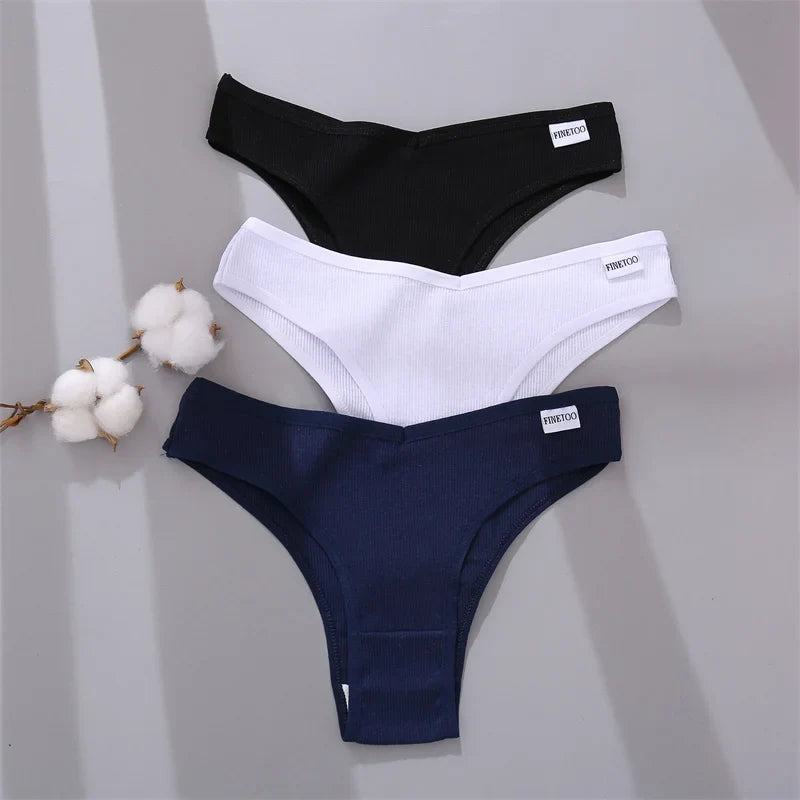 4Pcs/Set Women Cotton Brazilian Panties M-XL Low-Rise Solid Color Underwear Ladies Comfortable Underpants Girls Panty Intimates