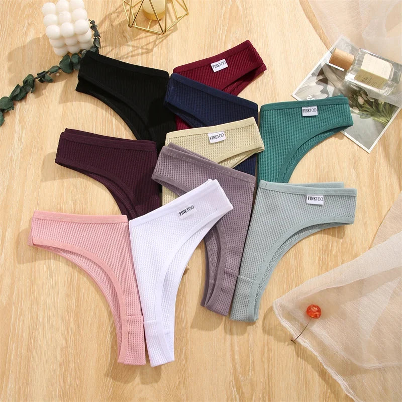 3Pcs/set Women Cotton Brazilian Panties S-XL Waffle Style Underpants Ladies Cotton Underwear Comfortable Soft Female Lingerie
