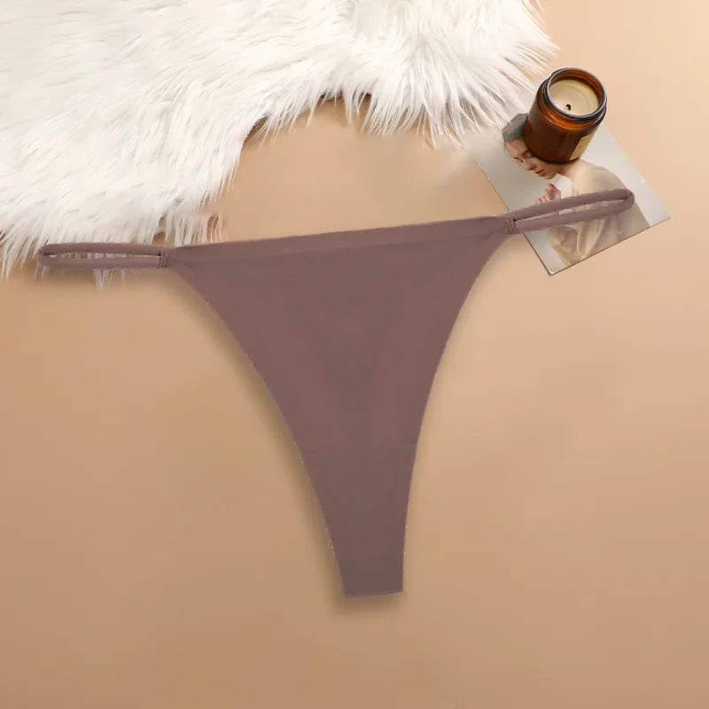 10Pcs Seamless Thong Women Thin Strap Low Waist High Flexibility Panties Sexy Underwear Ladies Briefs T-back Comfortable Women