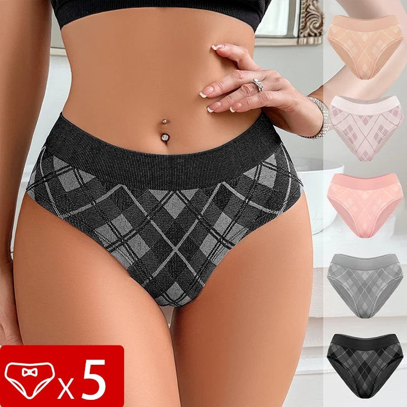 5pcs/Mid Waist Breathable Comfortable Seamless Women's Panties Female Underpants Lingerie Athletic Lady Briefs Underwear
