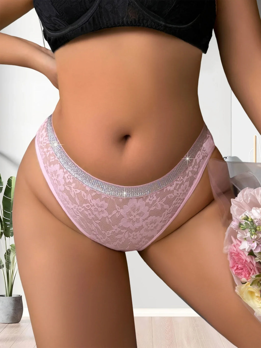 1pcs Low Waist Plus Size 1XL-4XL Sexy Lace Lady Briefs Underwear Breathable Comfortable Women Panties  Hollow Out Sexy Lingerie