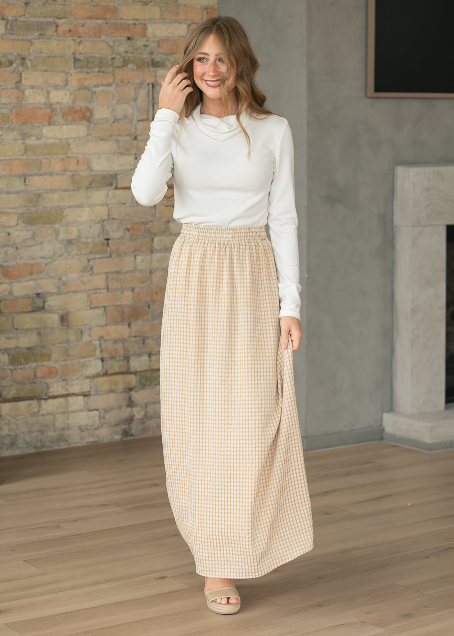Modern Gingham Maxi Skirt
