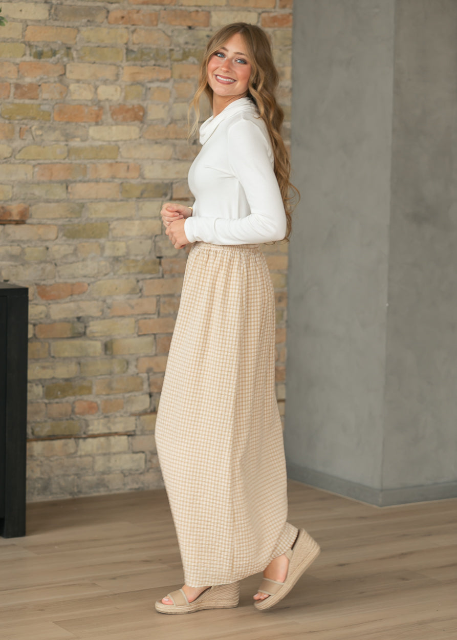 Modern Gingham Maxi Skirt