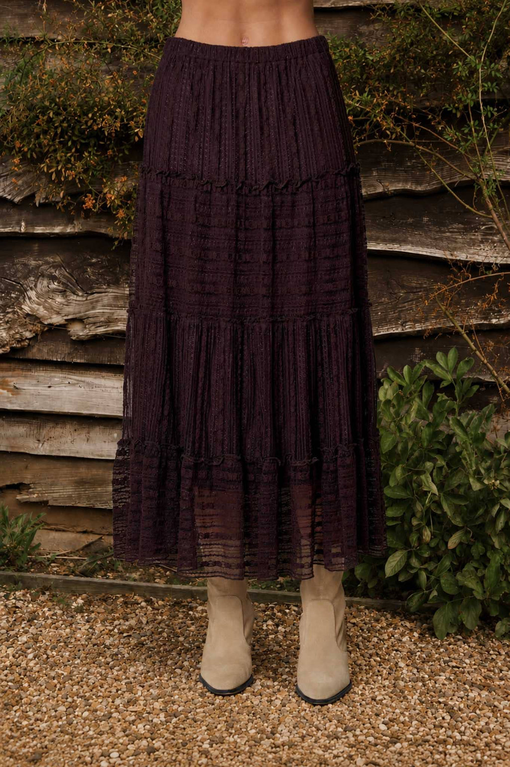 Ruffle Tiered Midi Skirt