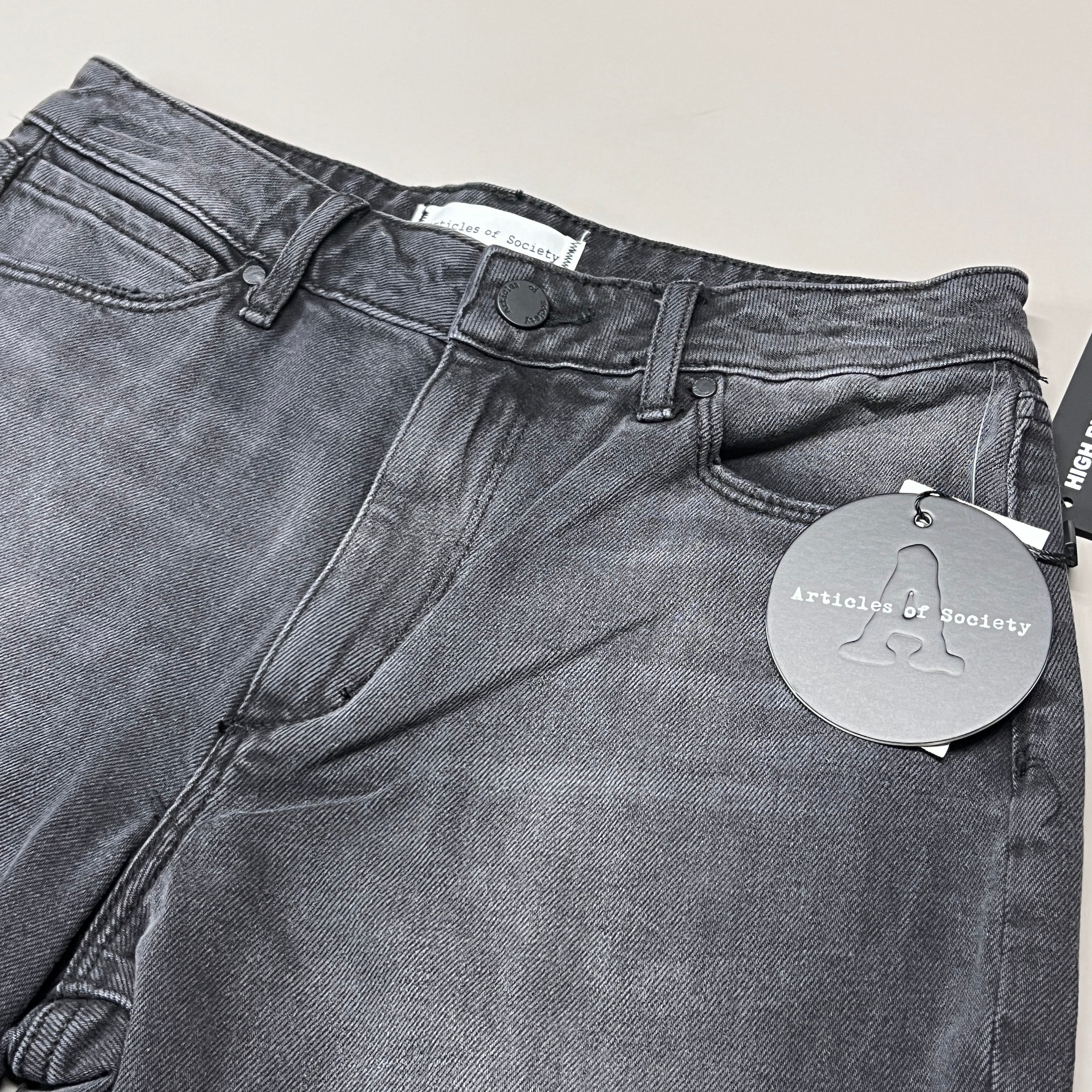 ARTICLES OF SOCIETY Kate Eleele Raw Hem Cropped Jeans Women's Sz 26 Black 4810TQB-720 (New)